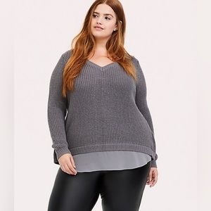 WOMENS TORRID PULLOVER LACE-UP BACK TUNIC SWEATER SIZE 4